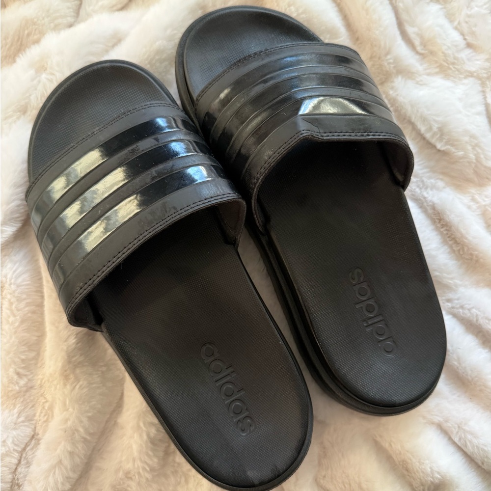 Adidas Black Platform Slides | Chunky Sole | Athleisure | Women’s